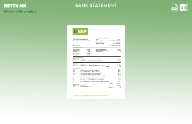 модерен стил шаблон ексел за банкарски извод BSP на Соломонските Острови